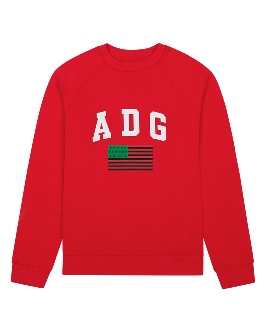 ADG Pan African American Flag Crewneck Red