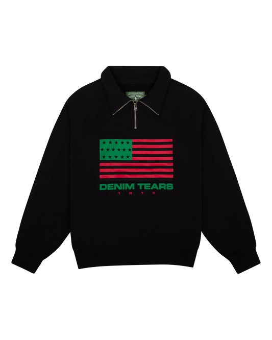 ADG Pan African American Flag Half Zip Black