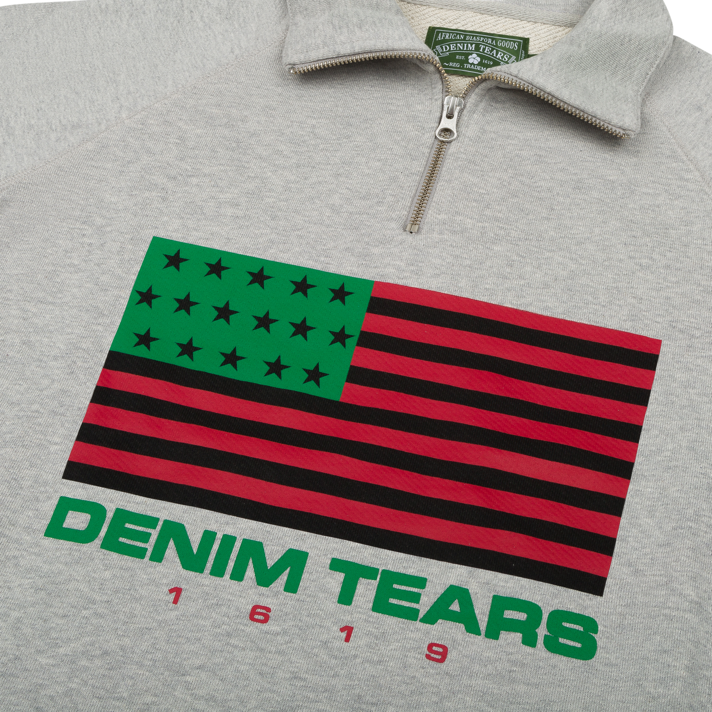 ADG Pan African American Flag Half Zip Grey