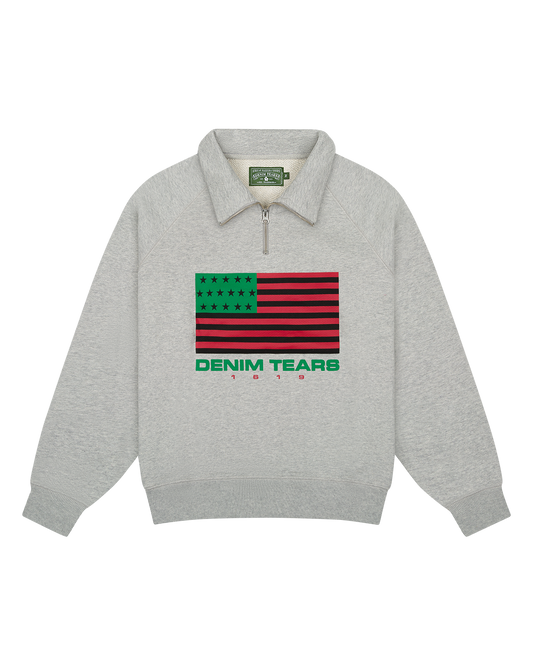 ADG Pan African American Flag Half Zip Grey