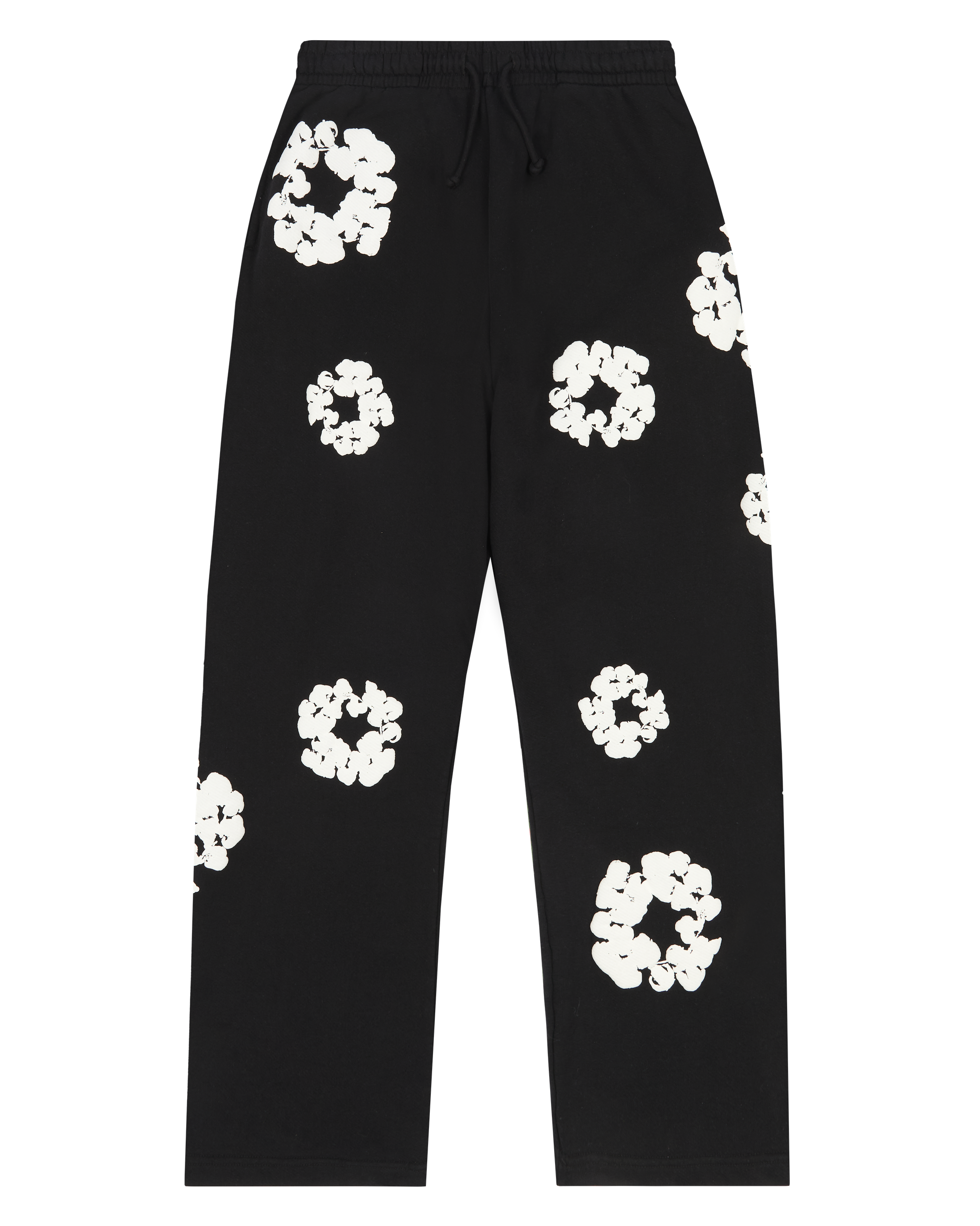 Cotton Wreath Baggy Sweatpants Black