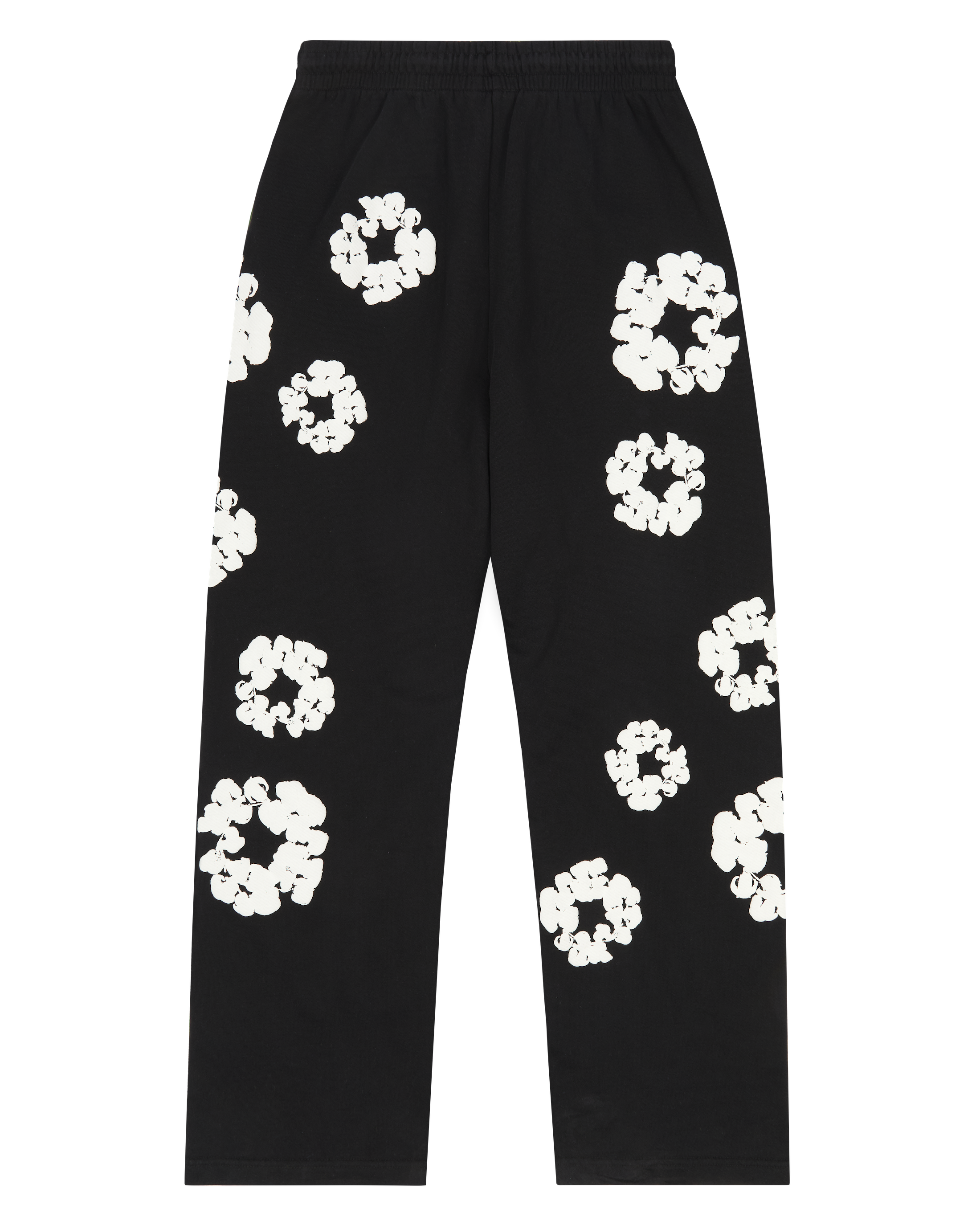 Cotton Wreath Baggy Sweatpants Black