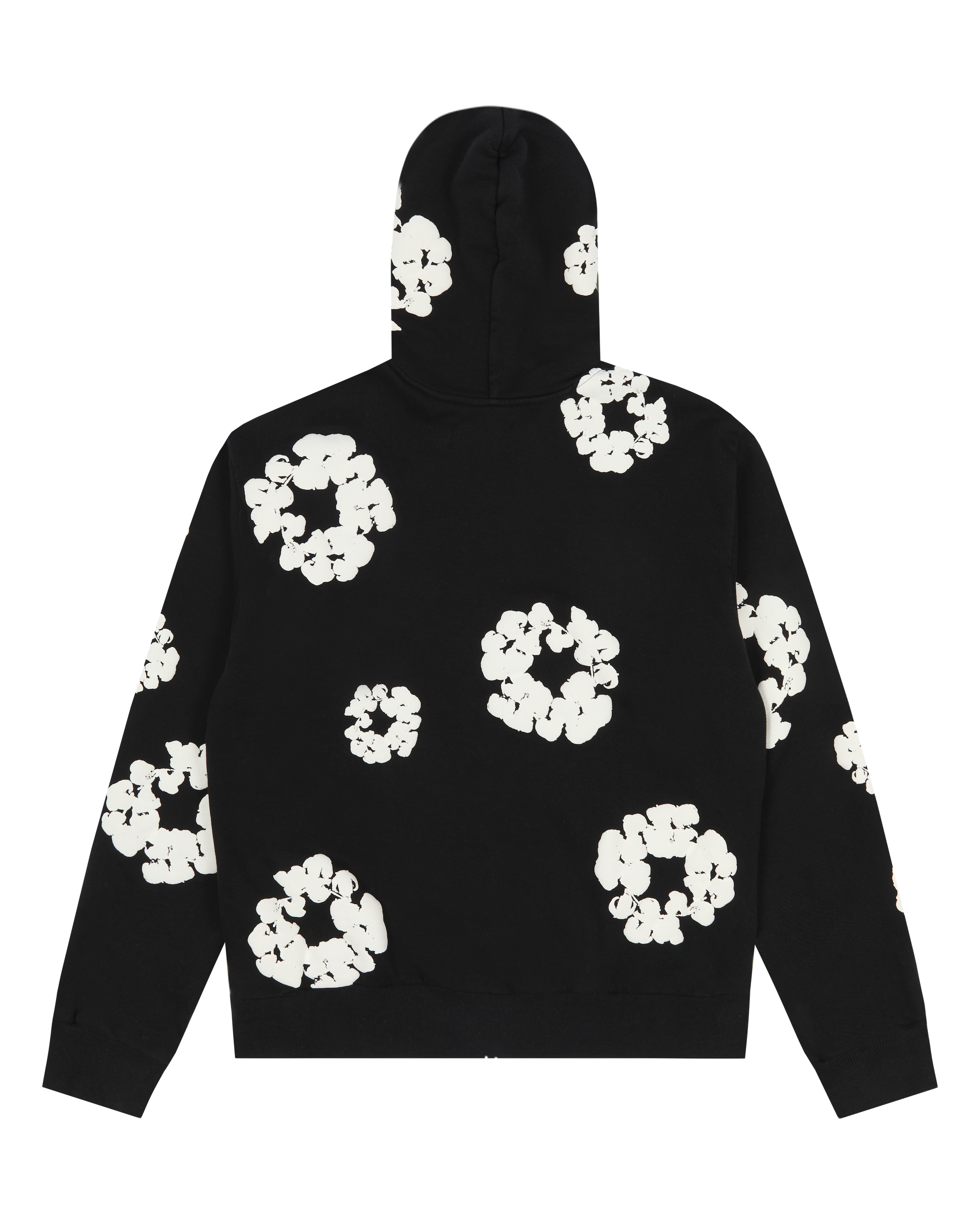 Cotton Wreath Zip Hoodie Black