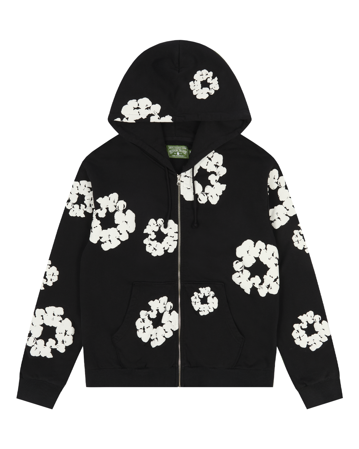 Cotton Wreath Zip Hoodie Black