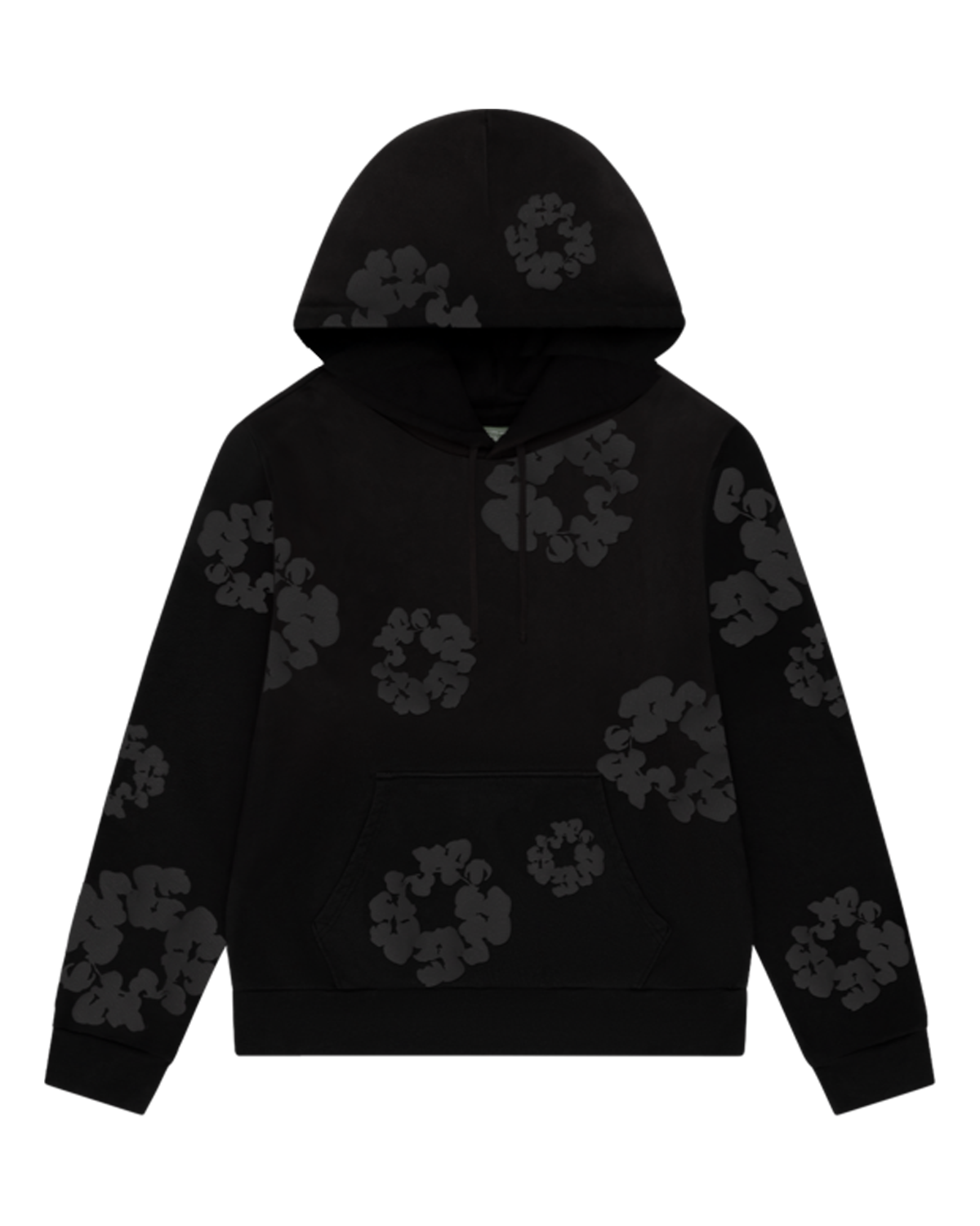 Faded Mono Cotton Wreath Hoodie Black