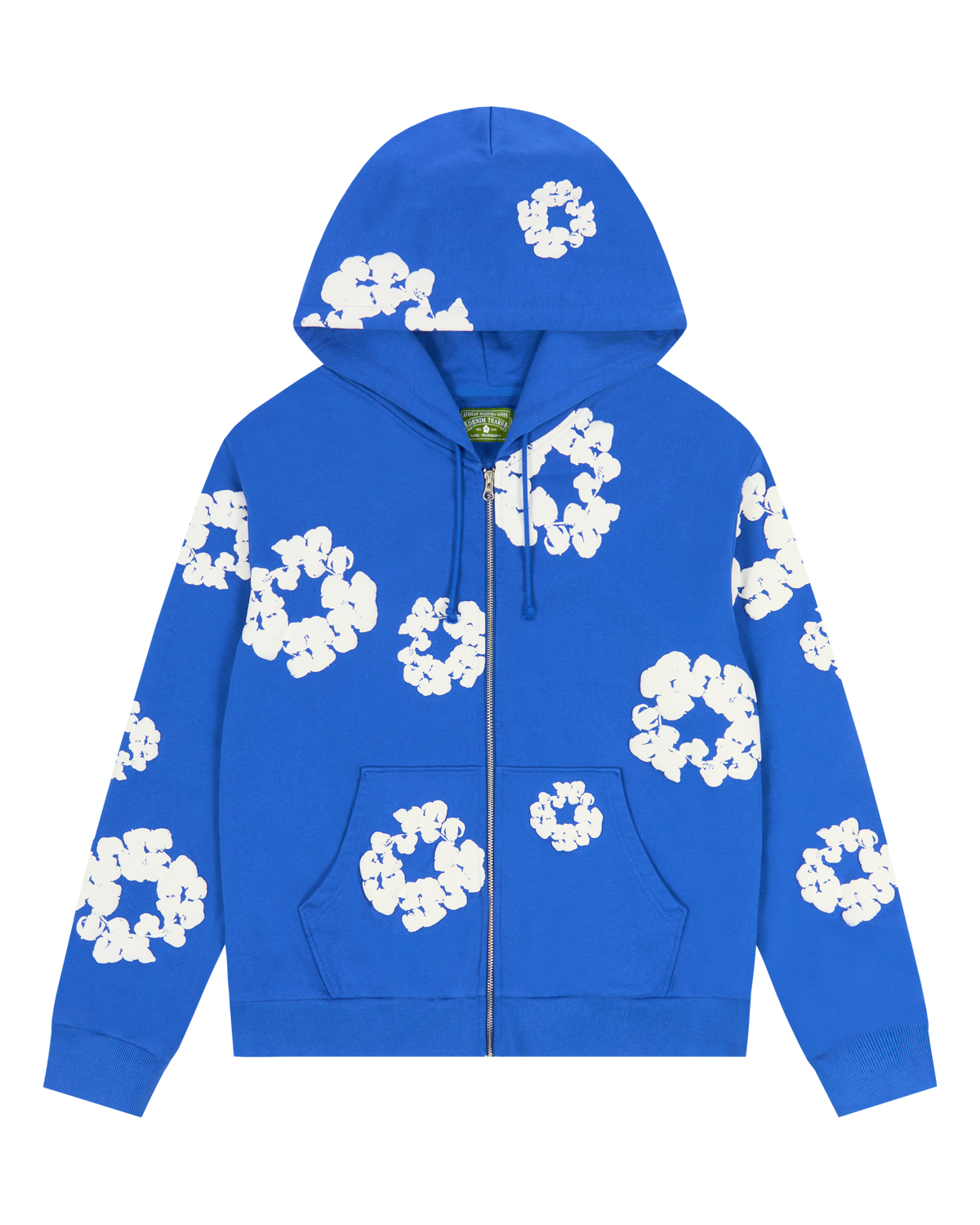 Cotton Wreath Zip Hoodie Blue