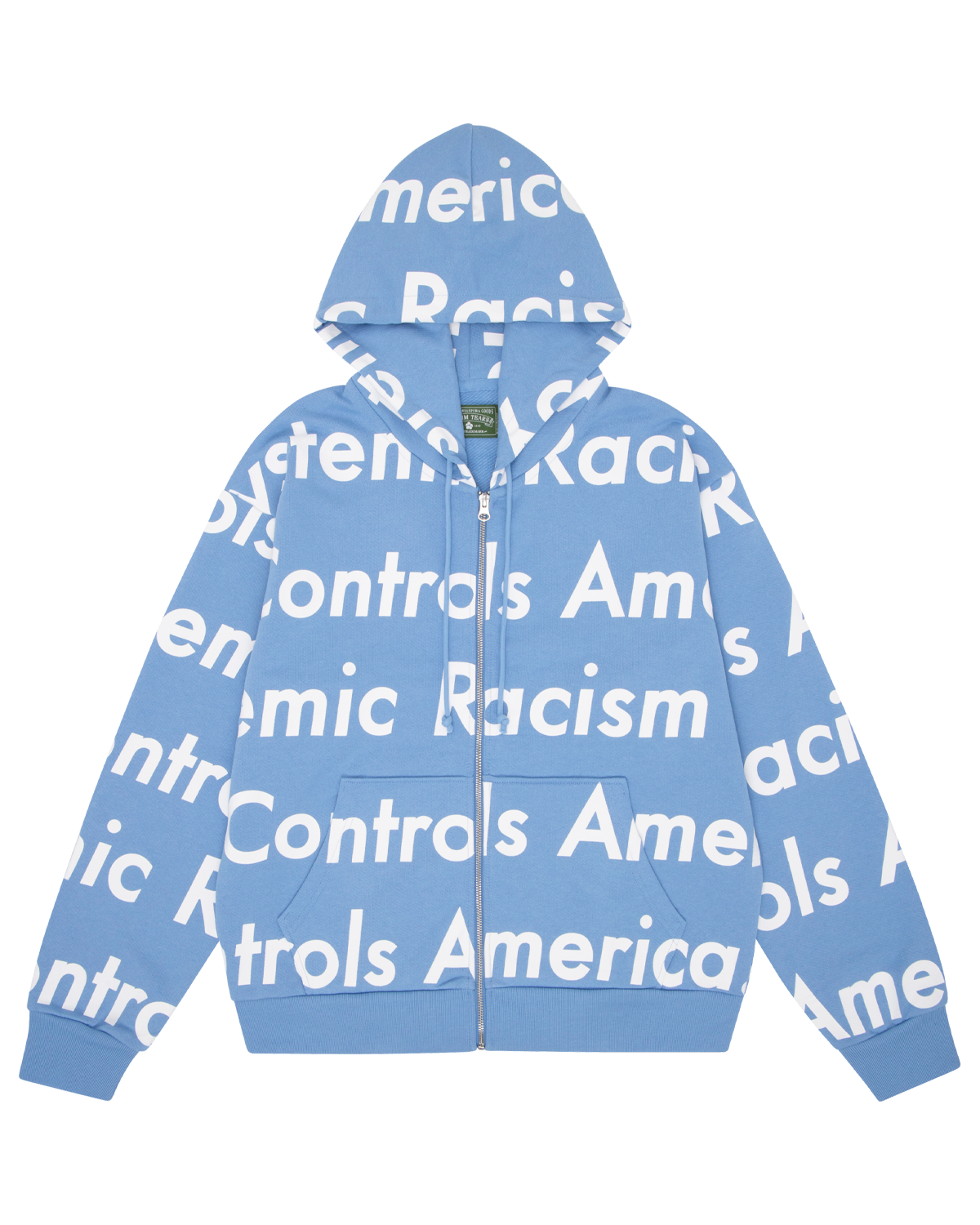 Systemic Racism Controls America Zip Up Hoodie Dusty Blue