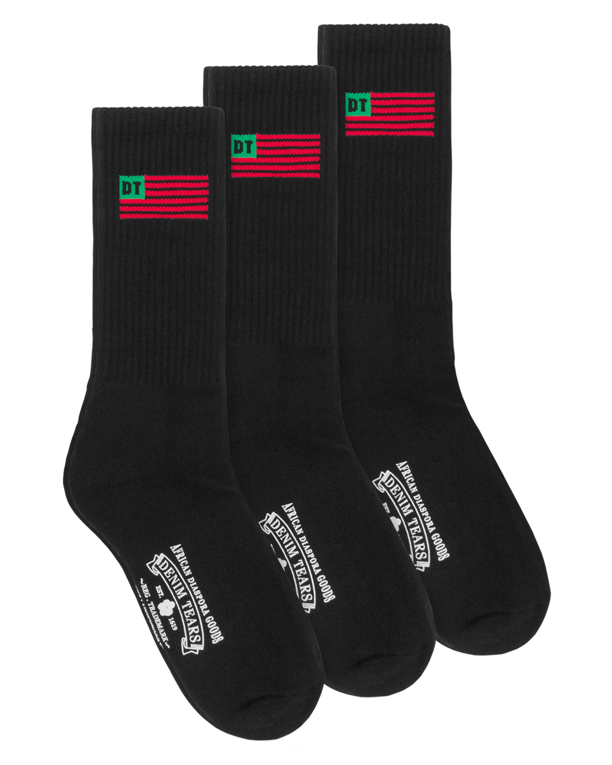1619 Pan African American Flag 3-Pack Socks Black