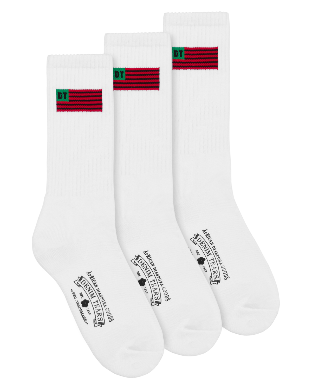 1619 Pan African American Flag 3-Pack Socks White