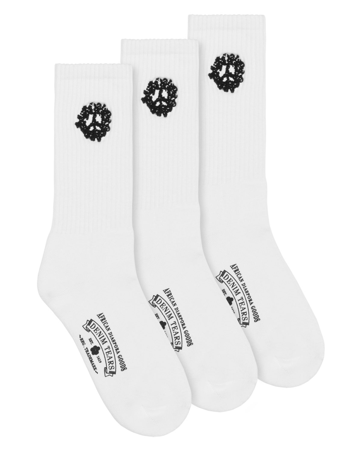 Cotton Peace Wreath 3-Pack Socks White