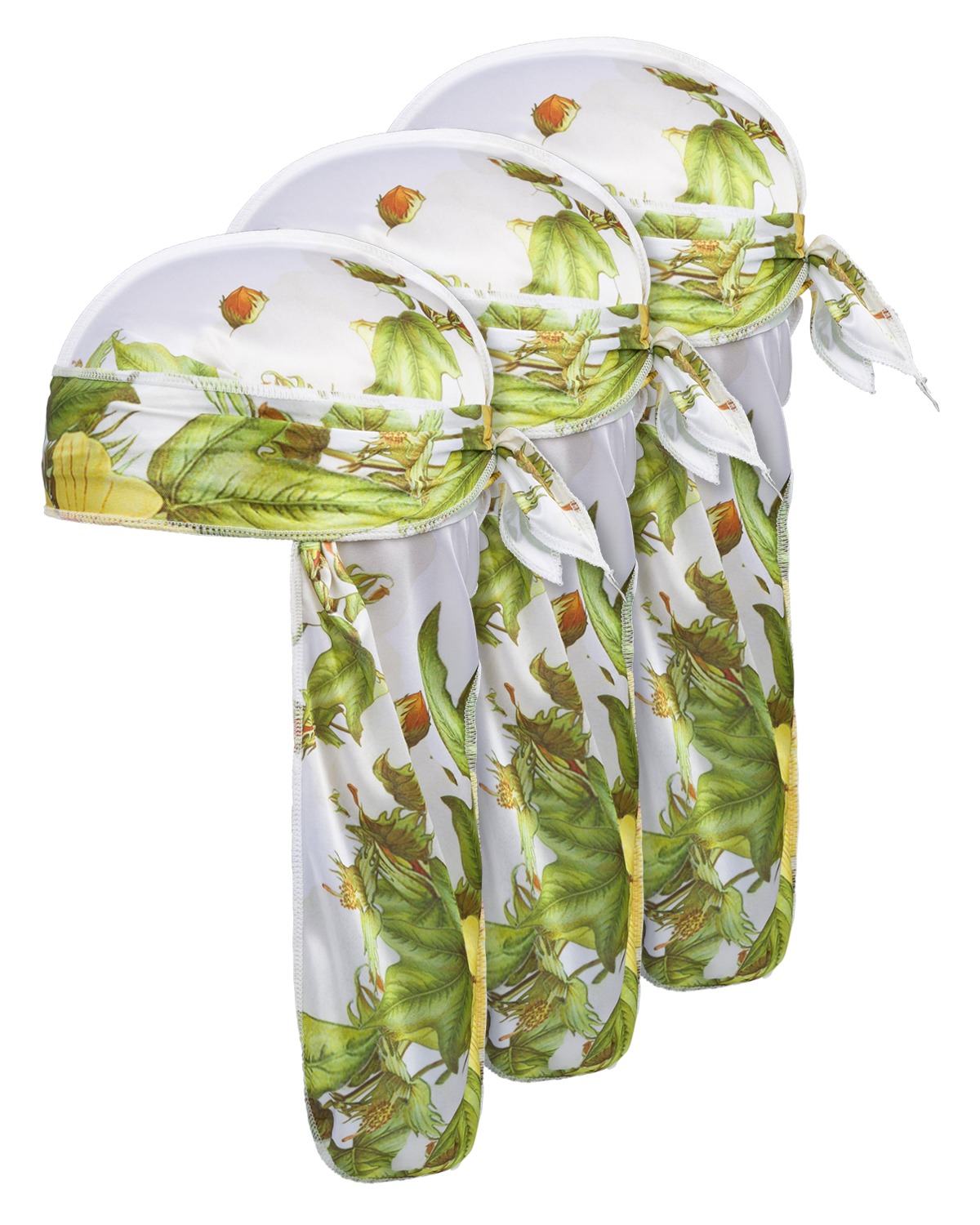 Cotton Floral Durag 3-Pack White