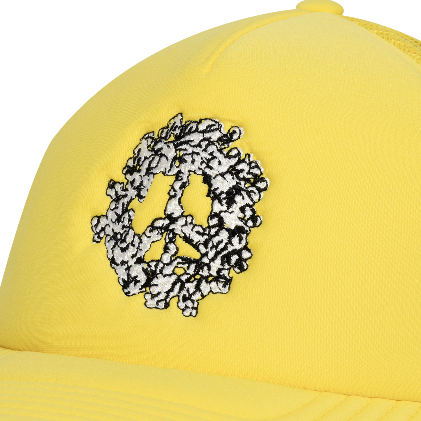 Cotton Peace Wreath Trucker Hat Yellow