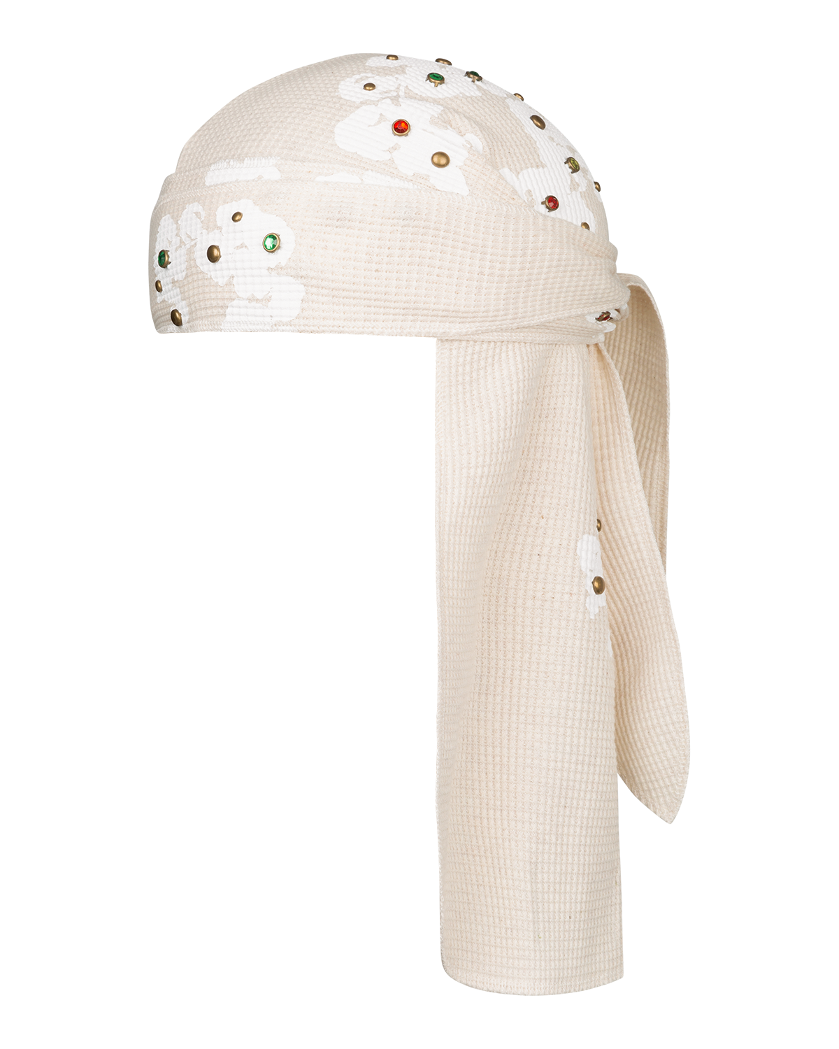 Rhinestone Cotton Wreath Durag Oatmeal