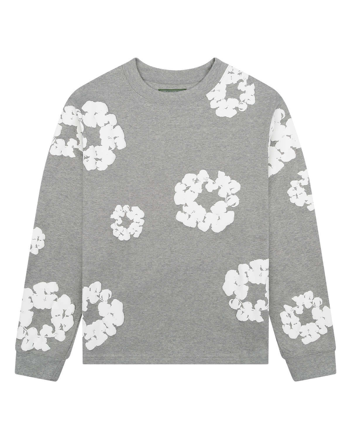 Long Sleeve Cotton Wreath Tee Grey