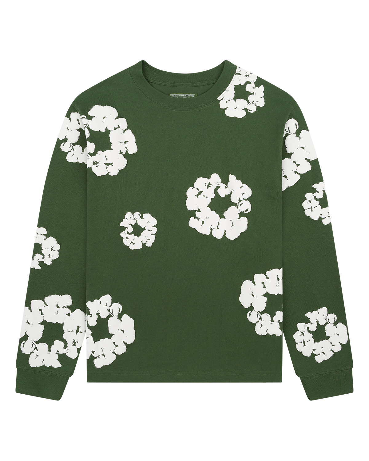 Long Sleeve Cotton Wreath Tee Green