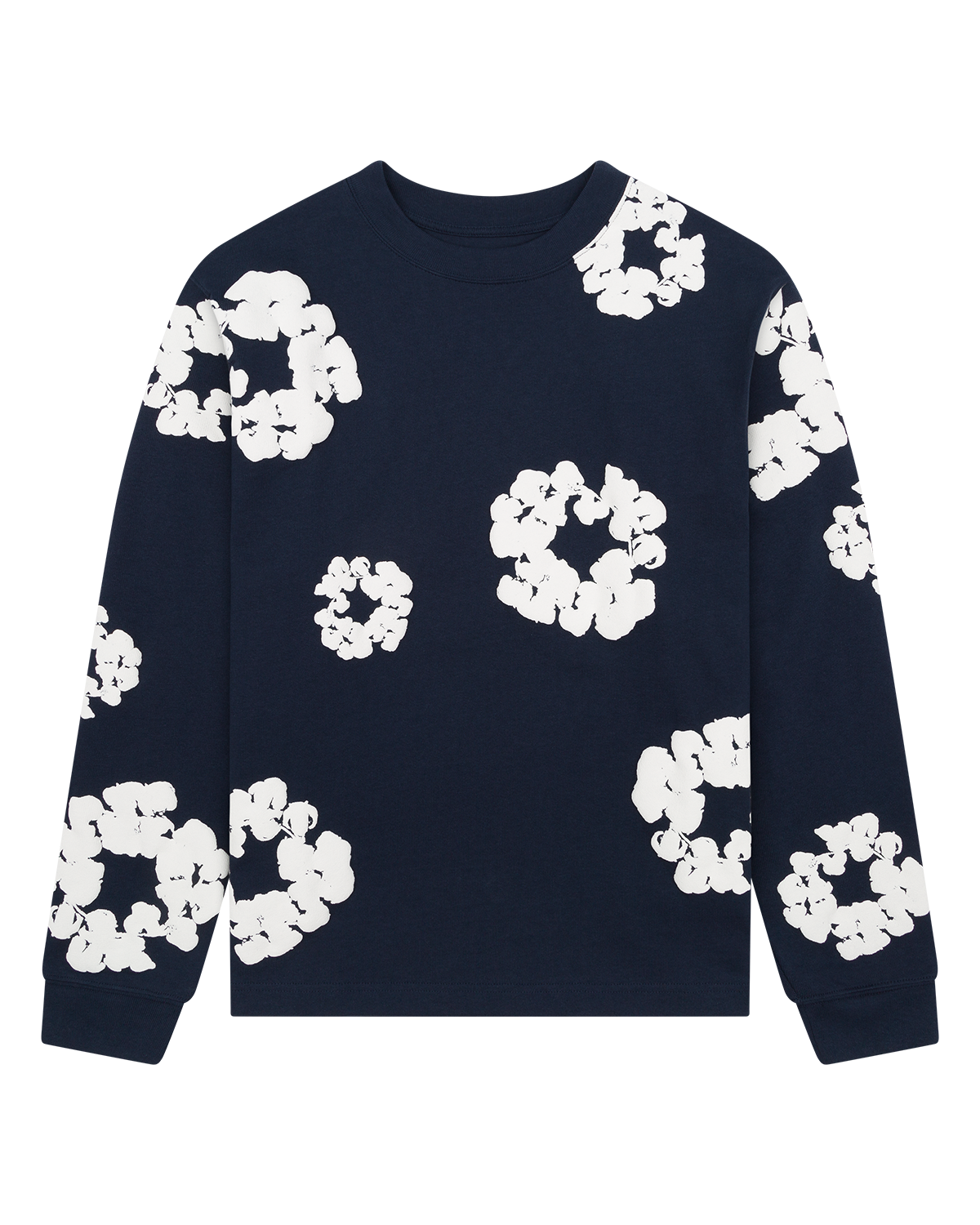 Long Sleeve Cotton Wreath Tee Navy