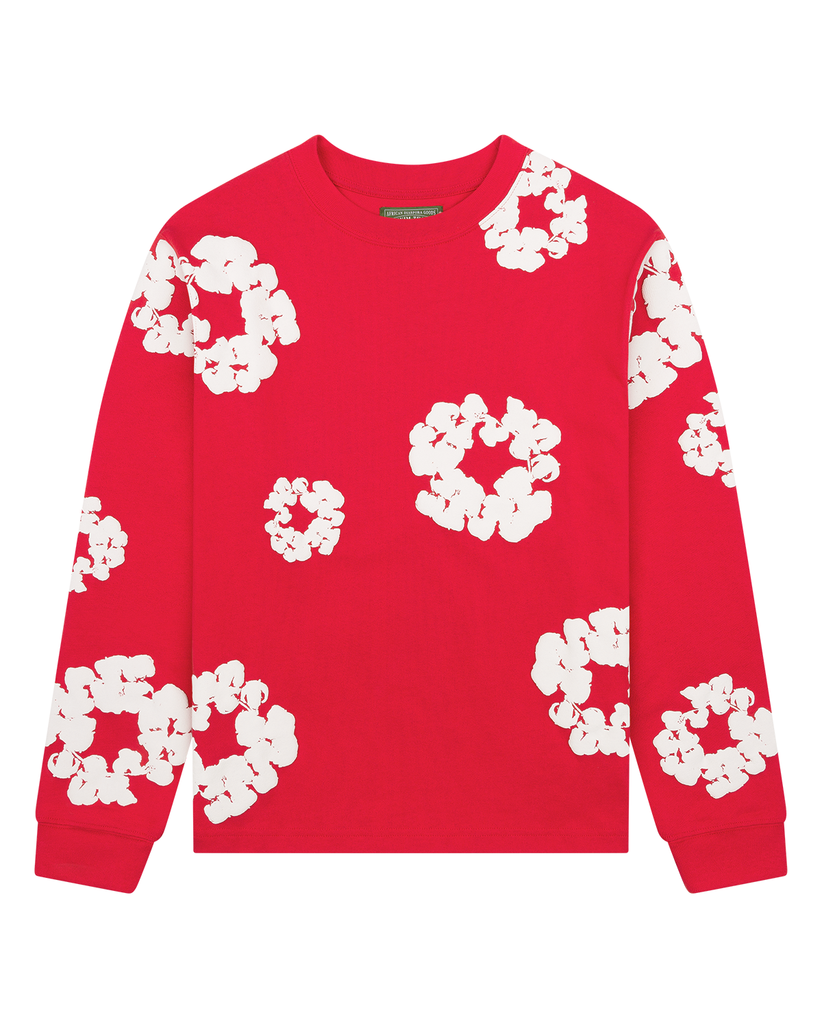 Long Sleeve Cotton Wreath Tee Red