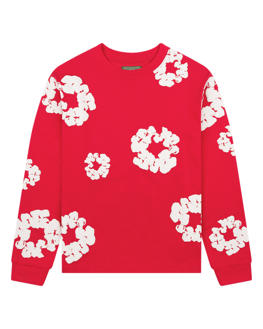 Long Sleeve Cotton Wreath Tee Red