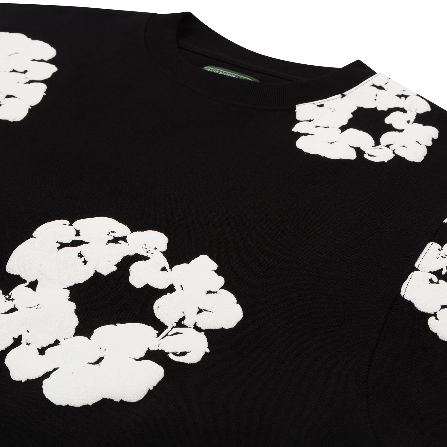 Long Sleeve Cotton Wreath Tee Black