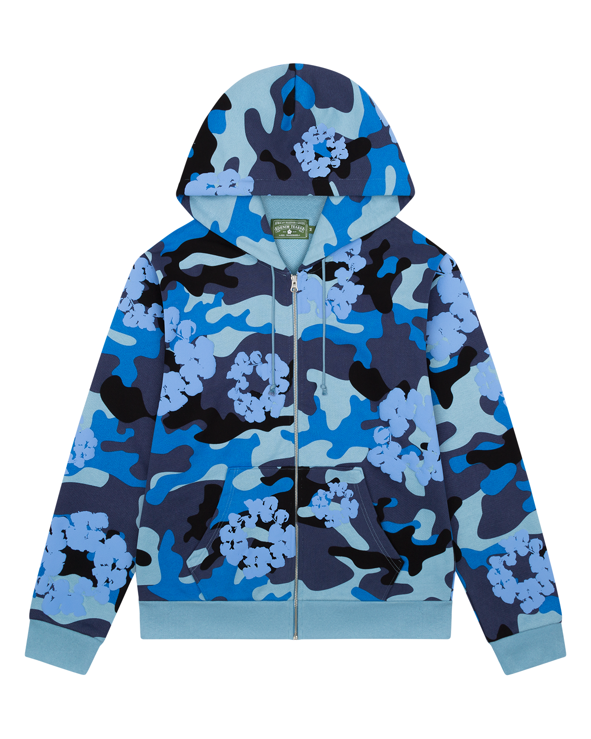 Blue Camo Cotton Wreath Zip Hoodie