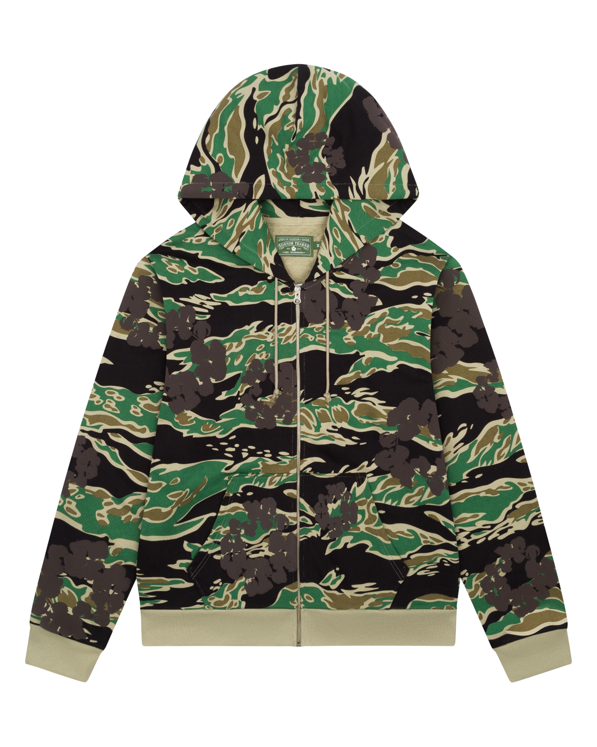 Green Camo Cotton Wreath Zip Hoodie