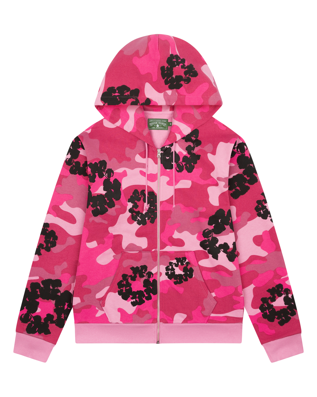 Pink Camo Cotton Wreath Zip Hoodie