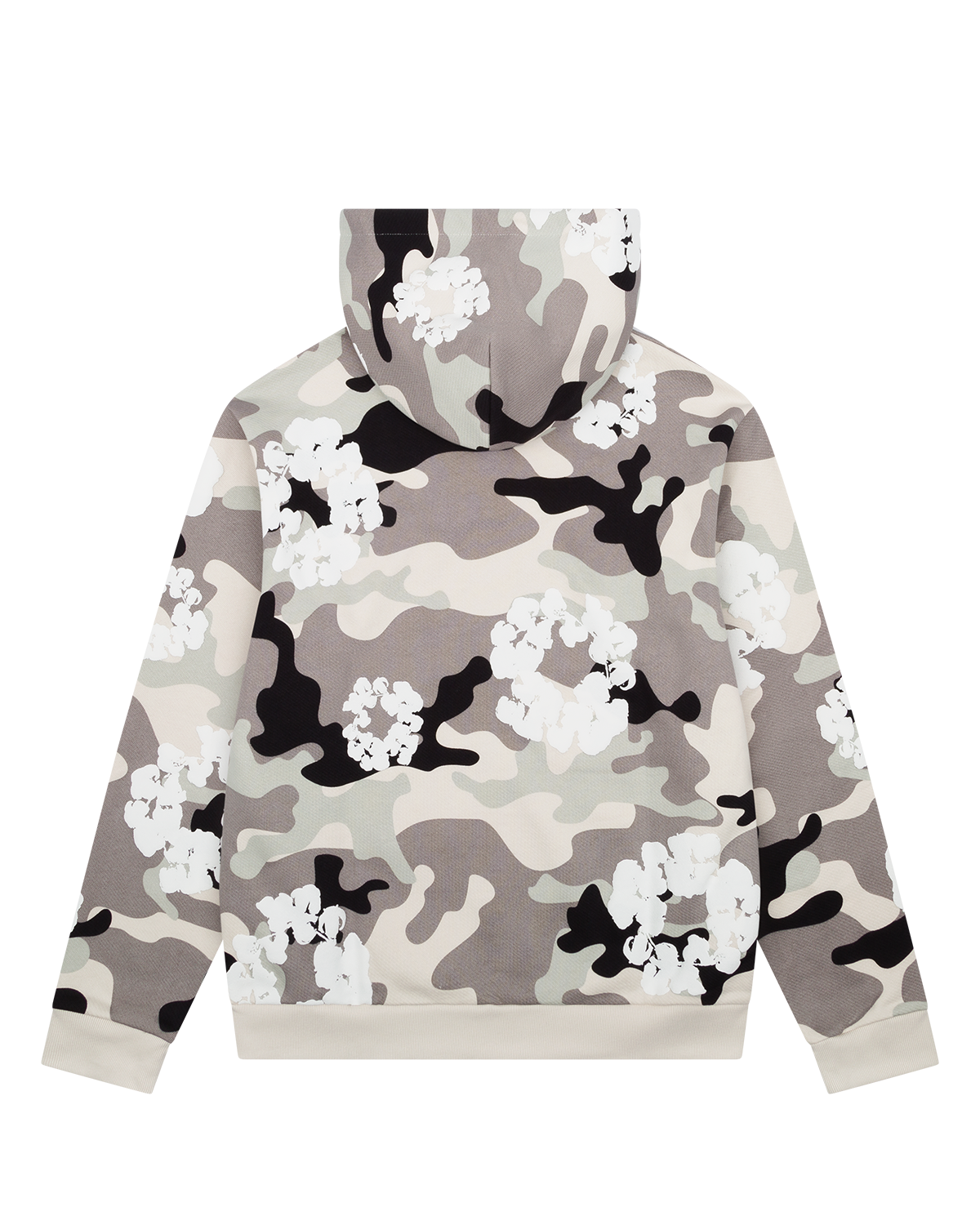 White Camo Cotton Wreath Zip Hoodie