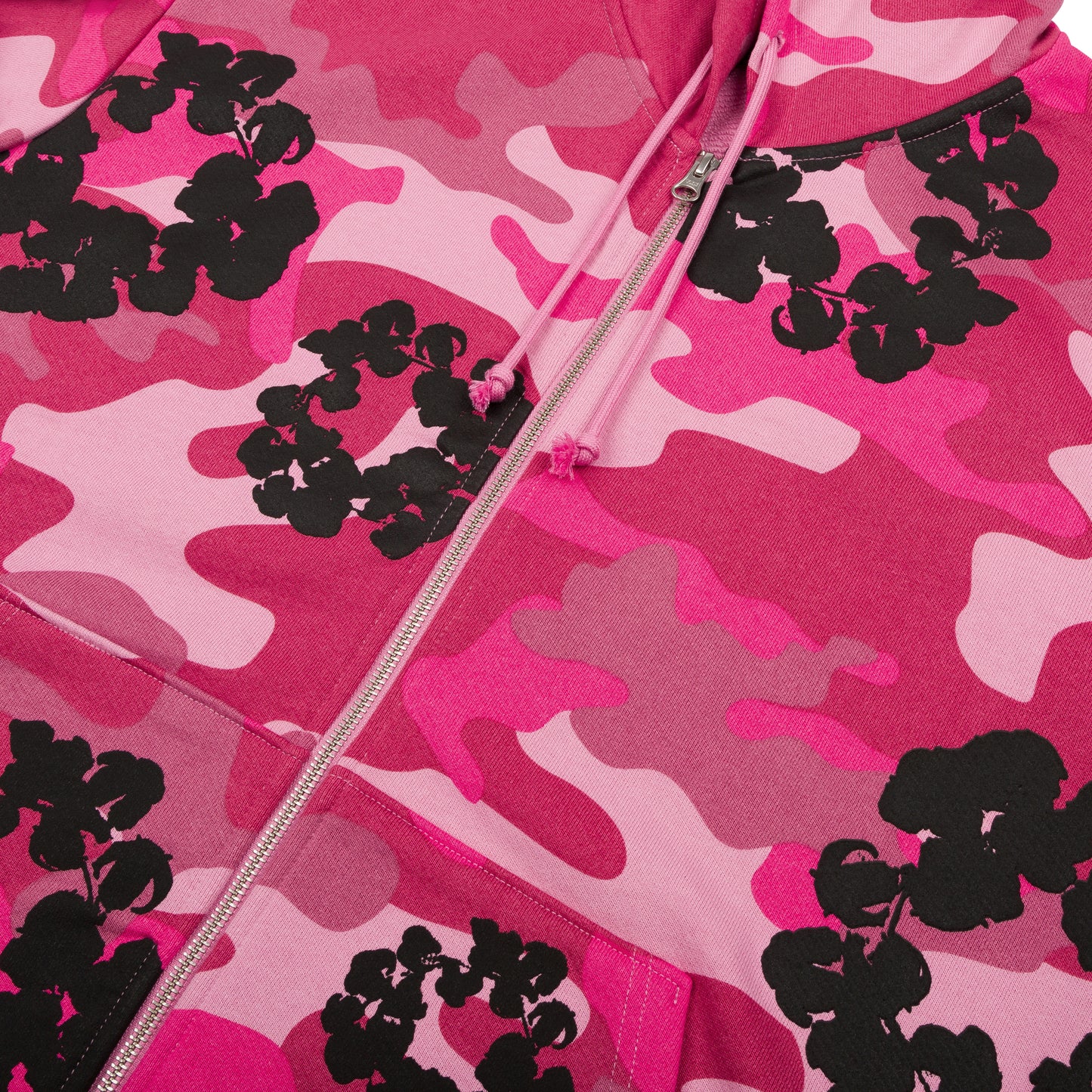 Pink Camo Cotton Wreath Zip Hoodie