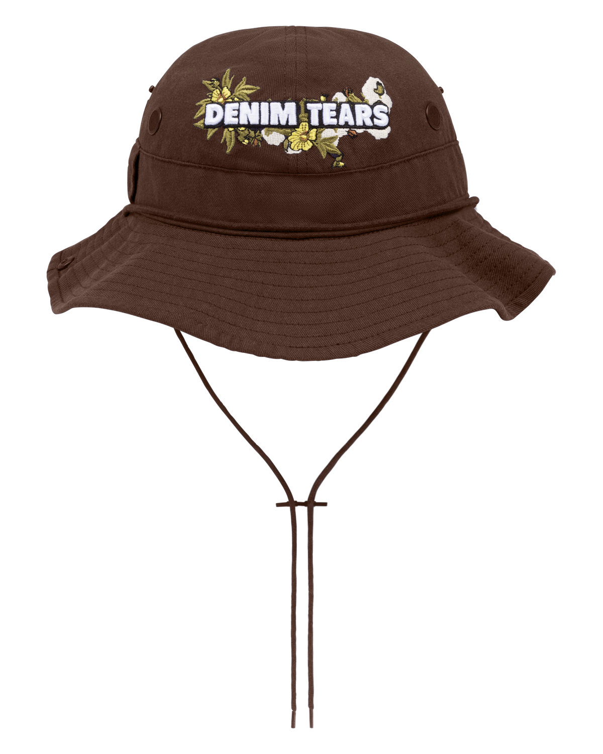 Cotton Floral Logo Bucket Hat Brown