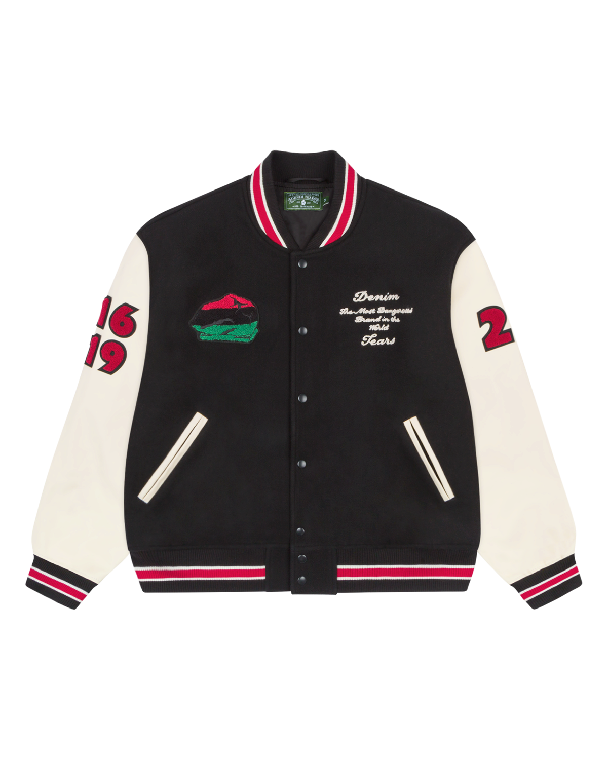 Peace Wreath Varsity Jacket Black/White