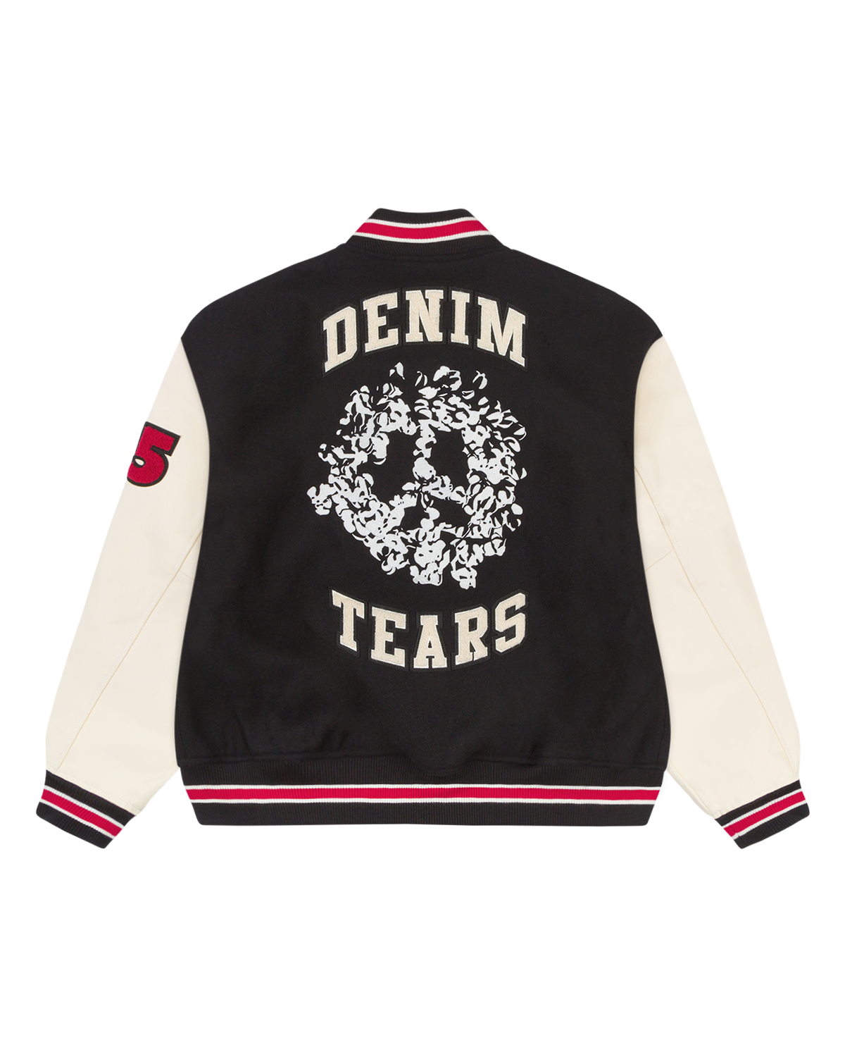 Peace Wreath Varsity Jacket Black/White