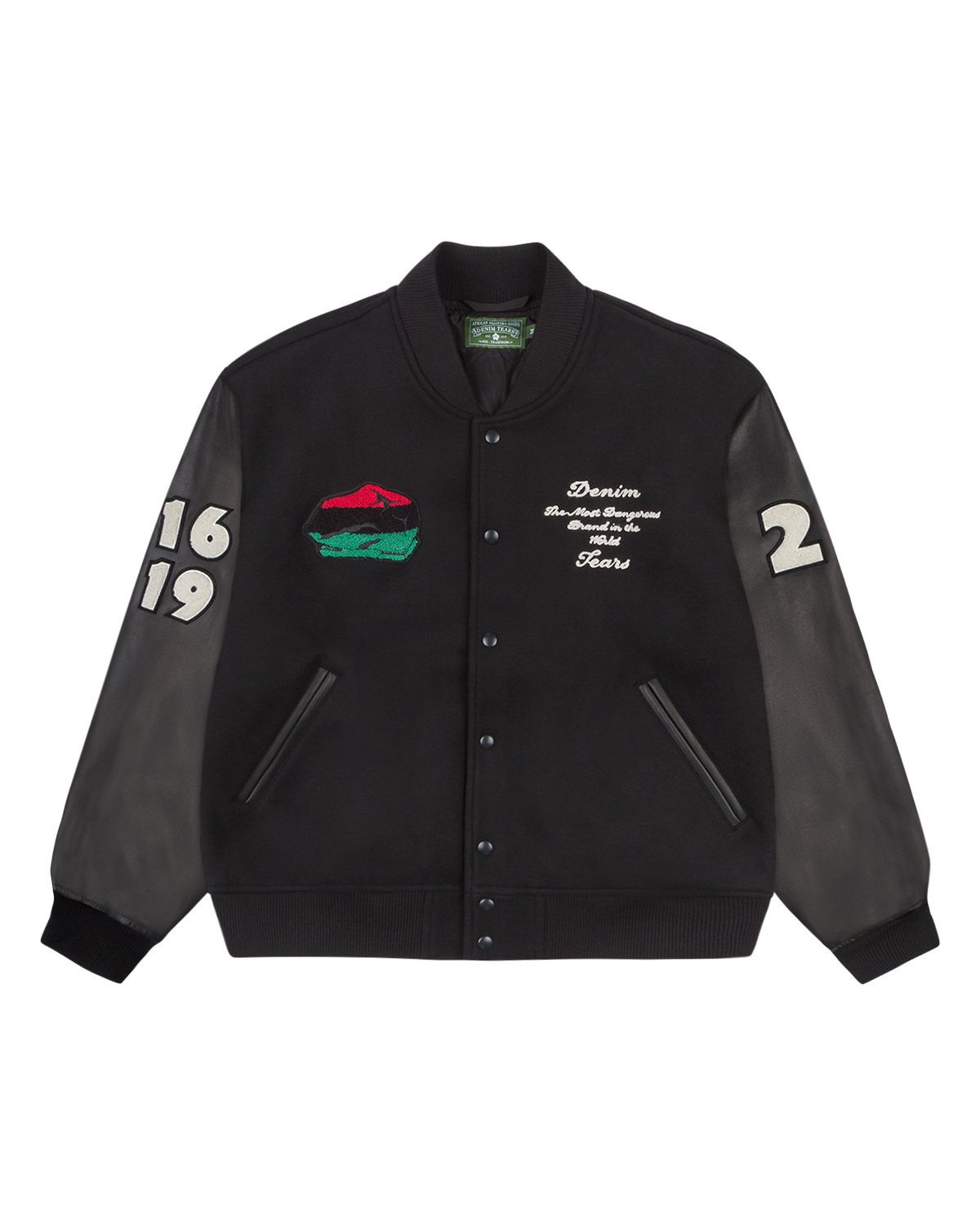 Peace Wreath Varsity Jacket Black