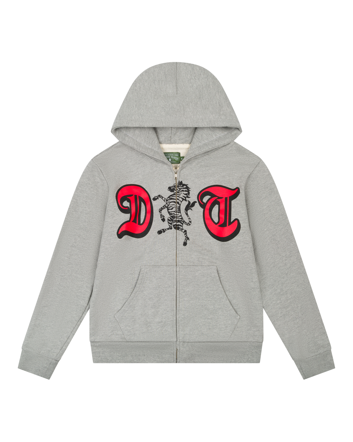 DT Zebra Crest Zip Hoodie Grey