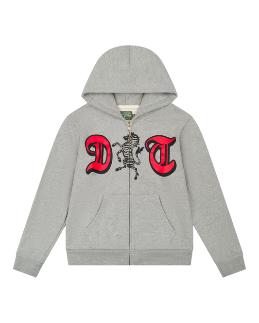 DT Zebra Crest Zip Hoodie Grey