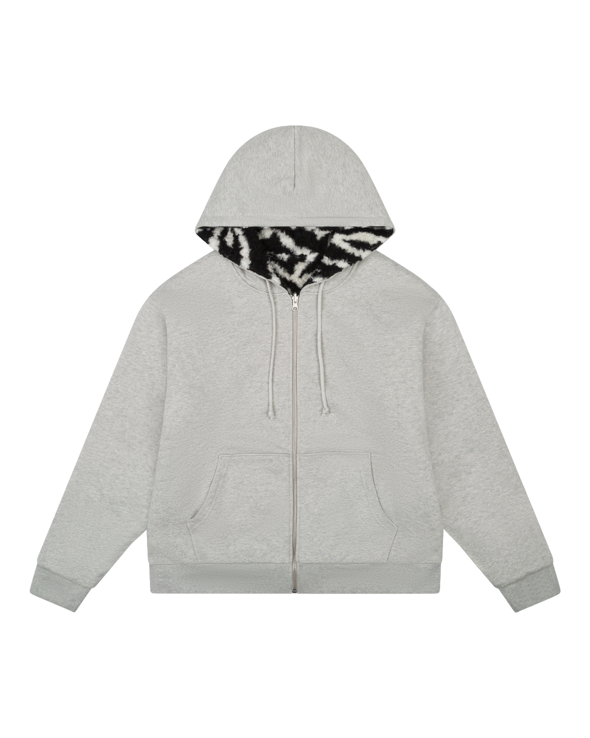 Zebra Shearling Lined Reversible Zip Hoodie