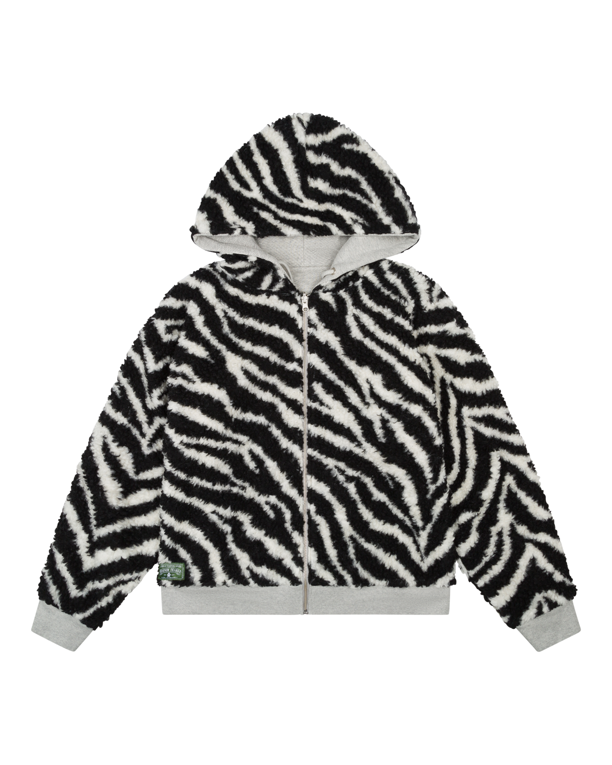 Zebra Shearling Lined Reversible Zip Hoodie