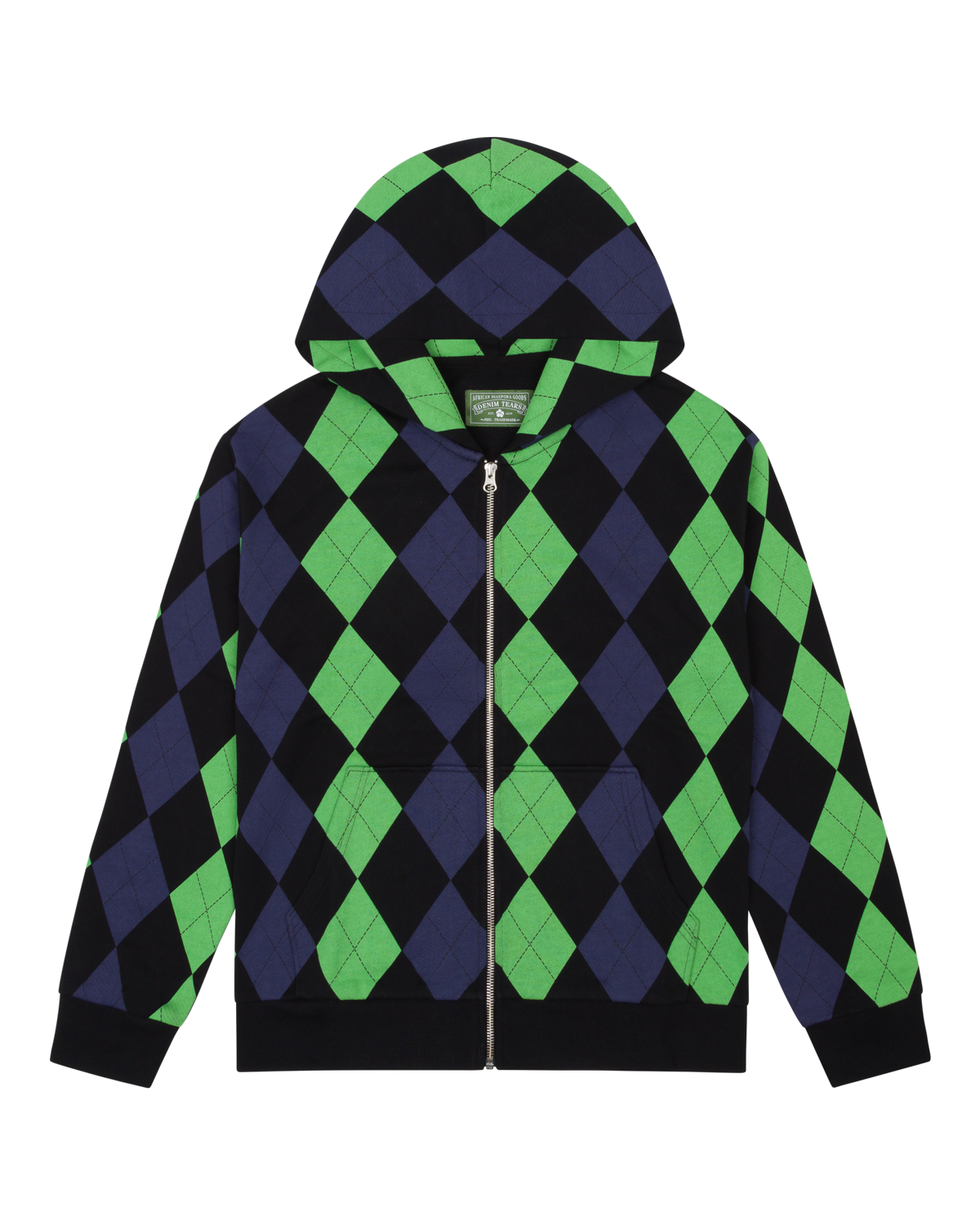 Derby Intarsia Zip Hoodie Green