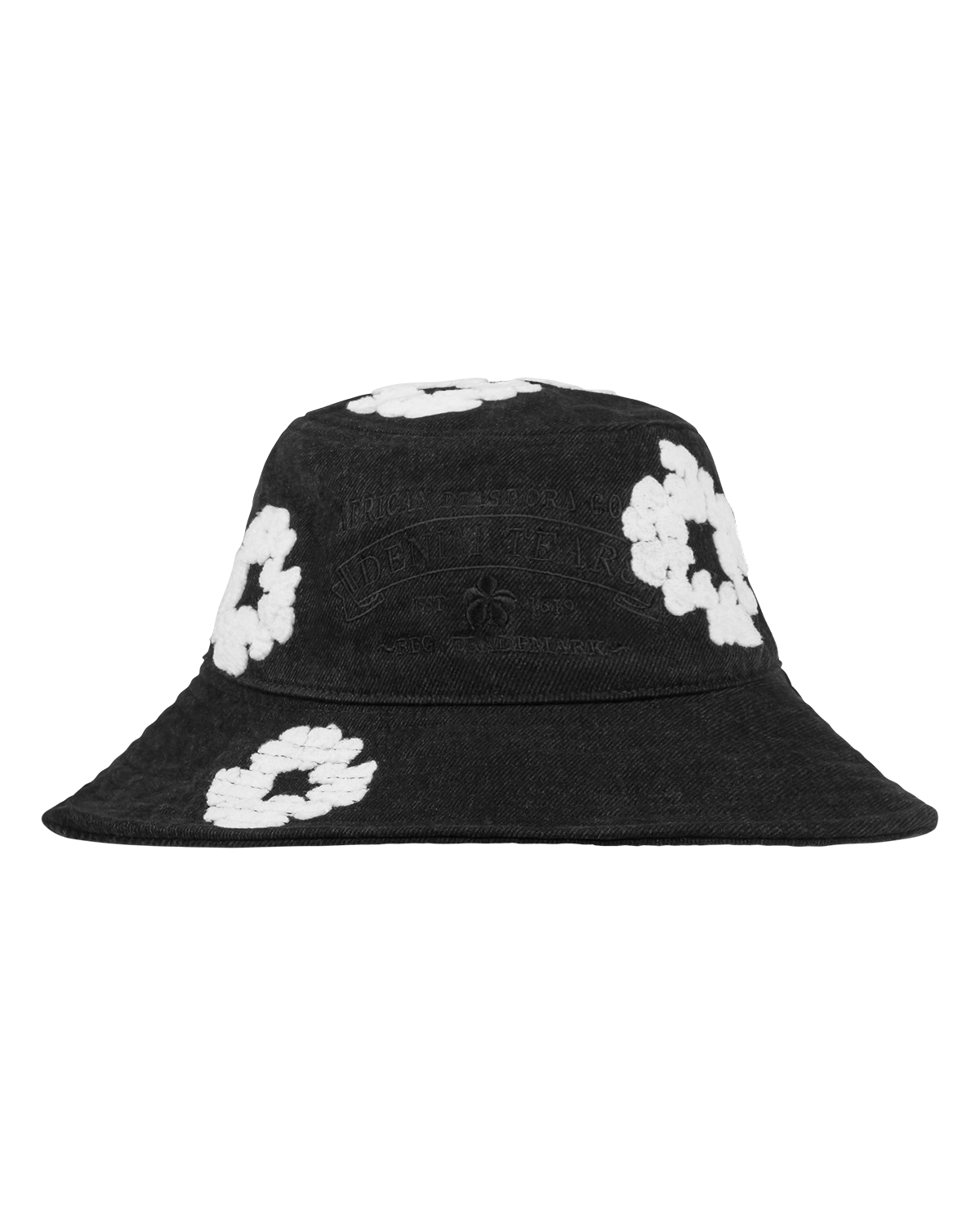 Denim Cotton Wreath Bucket Hat Washed Black