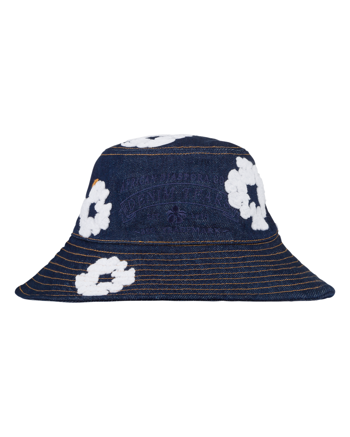 Denim Cotton Wreath Bucket Hat Washed Indigo