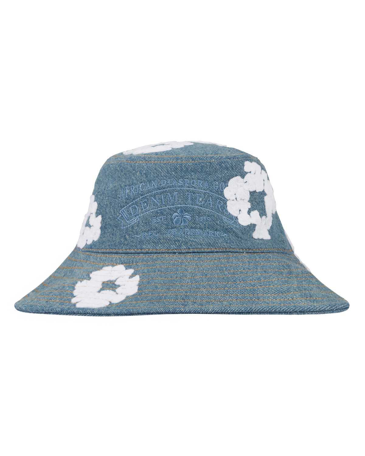 Denim Cotton Wreath Bucket Hat Light Wash
