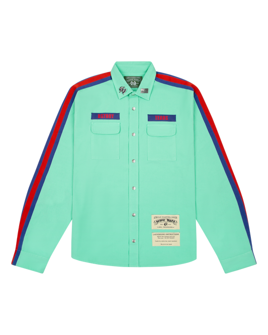 Bstroy Tears Side Stripe Button Up Shirt Mint