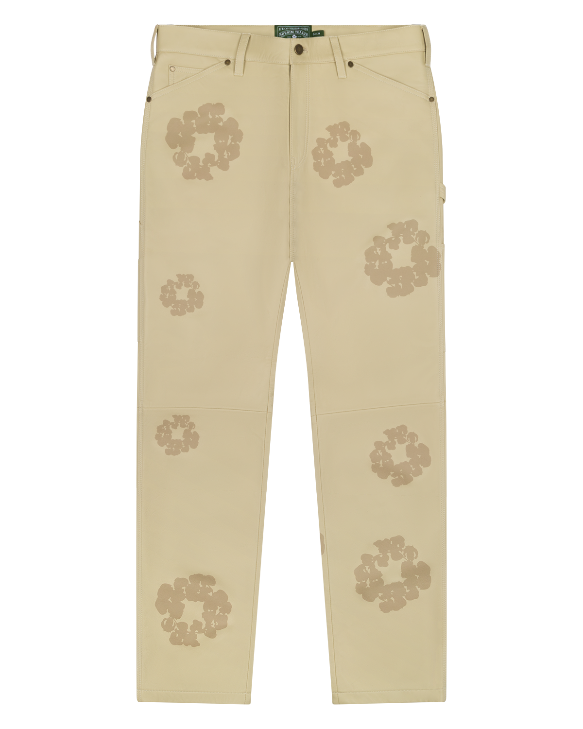 Cotton Wreath Leather Pants