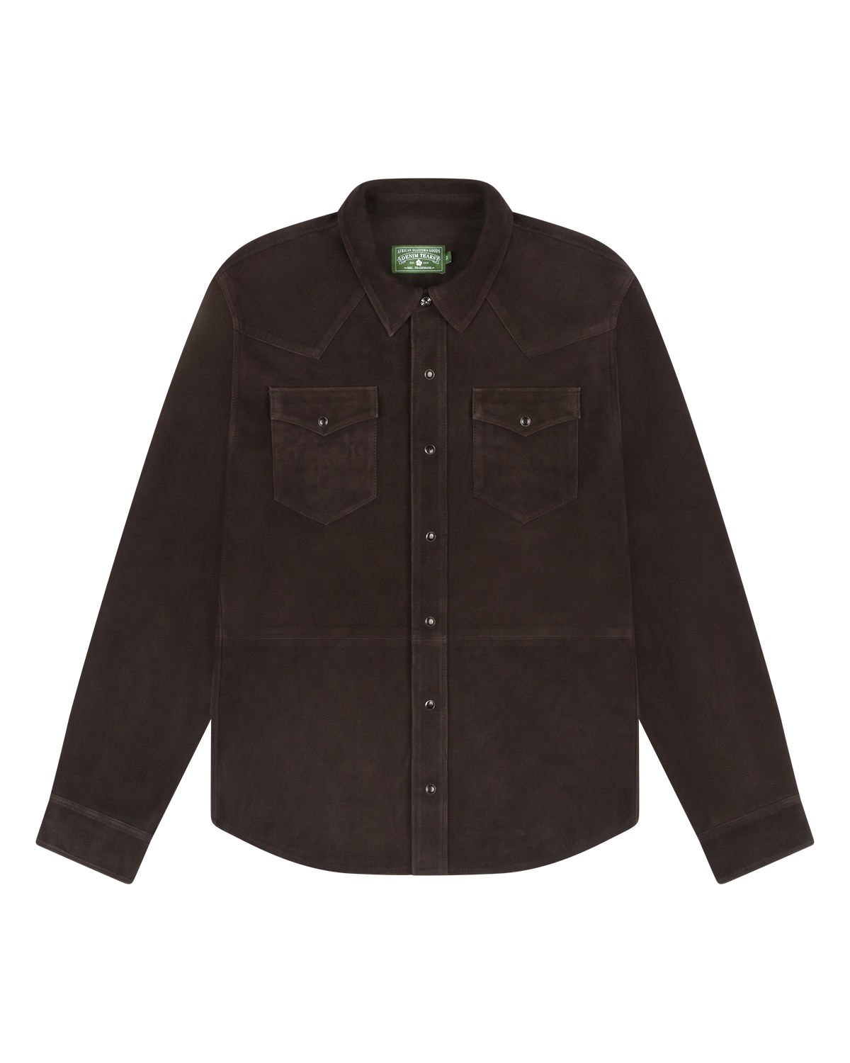 Suede Leather Western Shirt Coffee