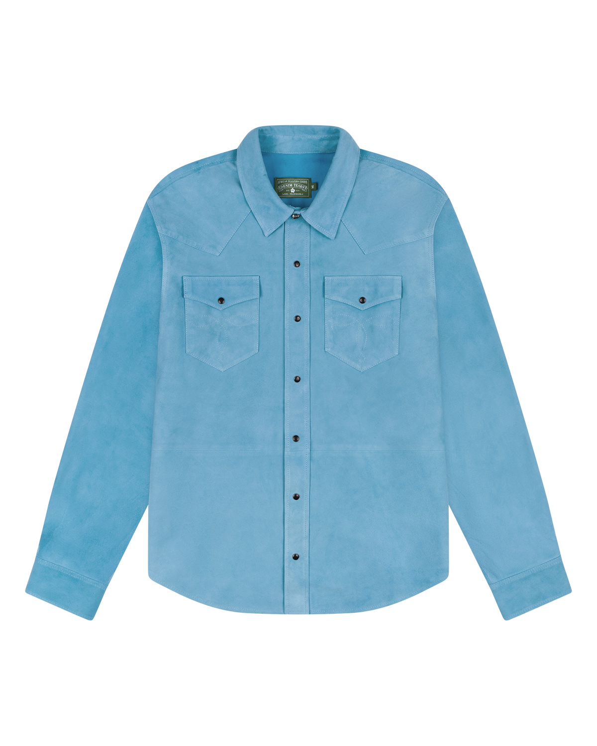 Suede Leather Western Shirt Blue