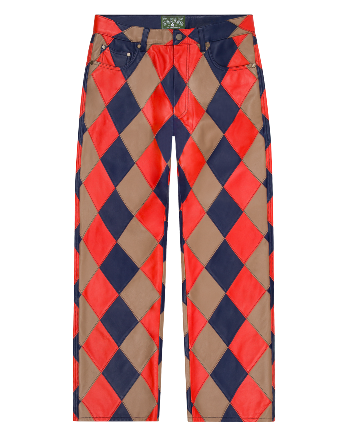 Lamb Leather Jacquard Patchwork Pant