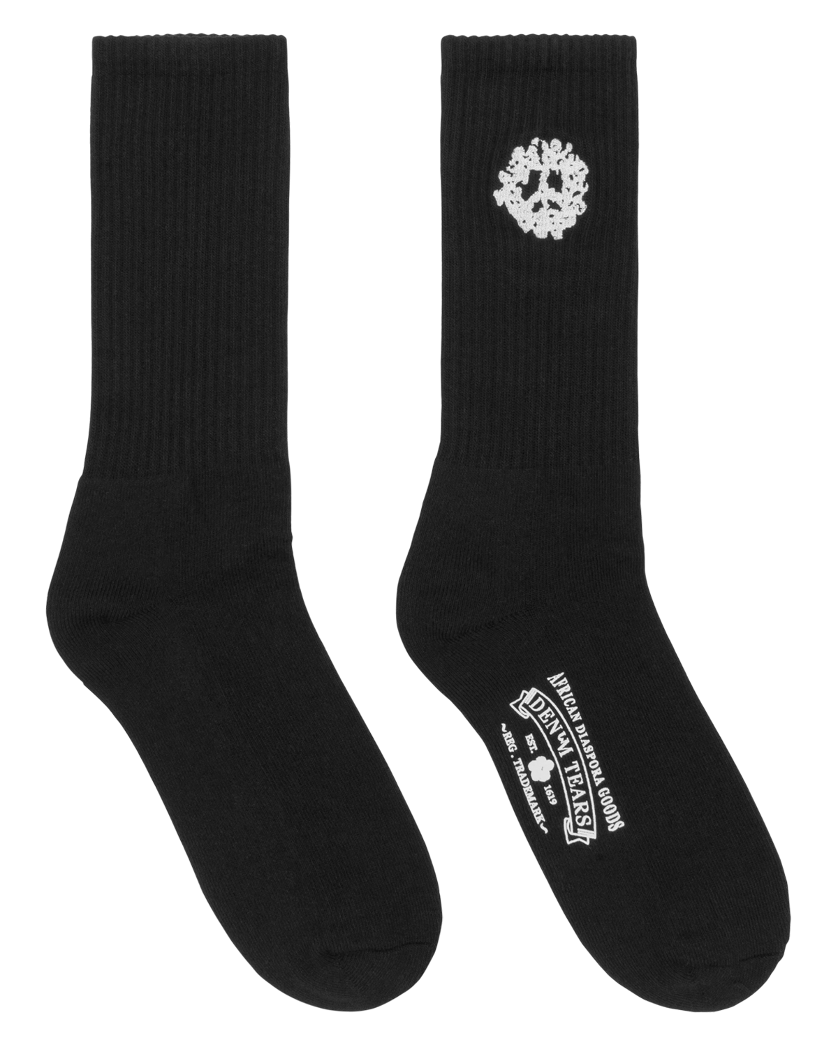 Cotton Peace Wreath 3-Pack Socks Black