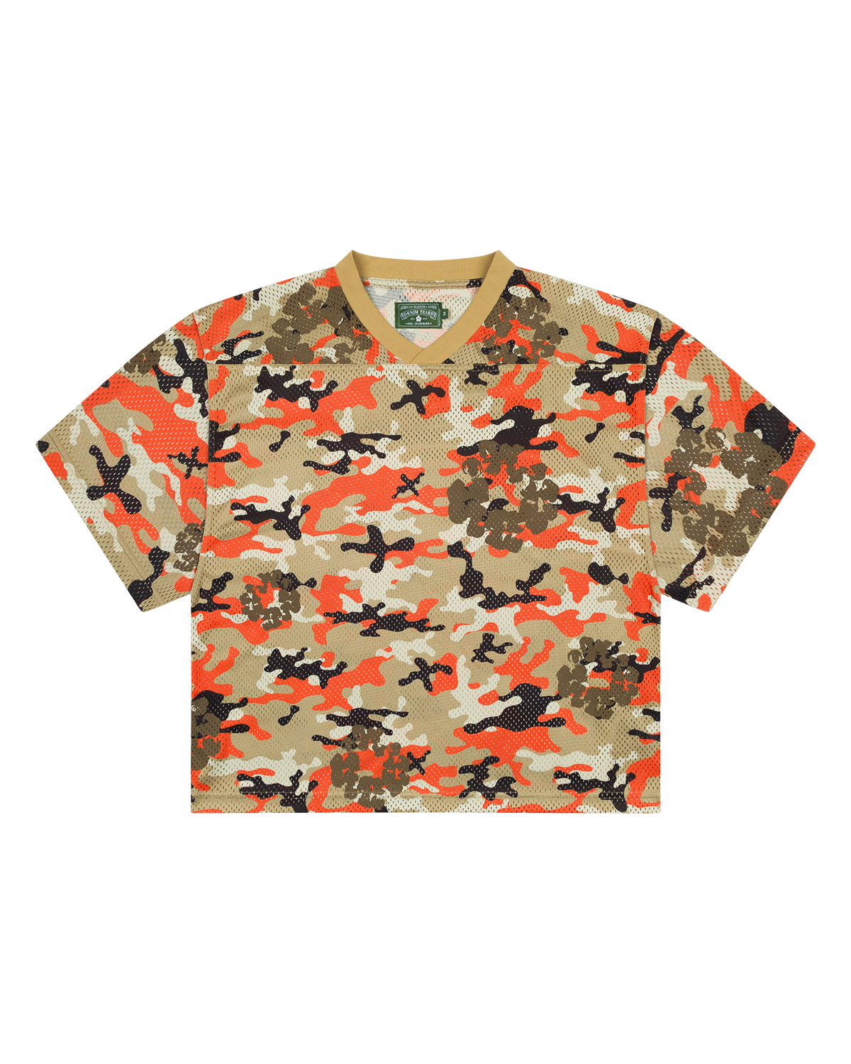 Camo Cotton Wreath Mesh Football Top Brown