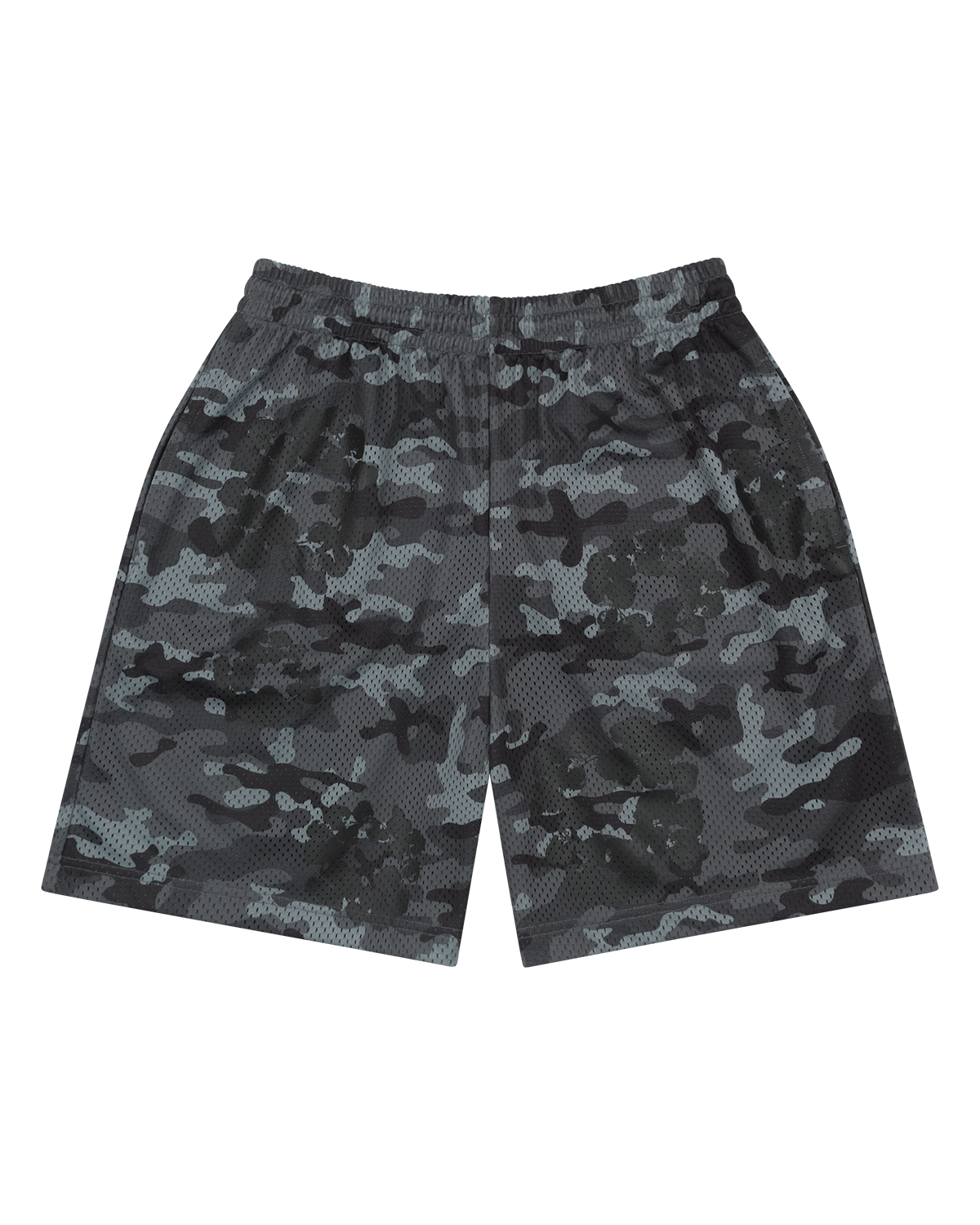 Camo Cotton Wreath Mesh Shorts Black