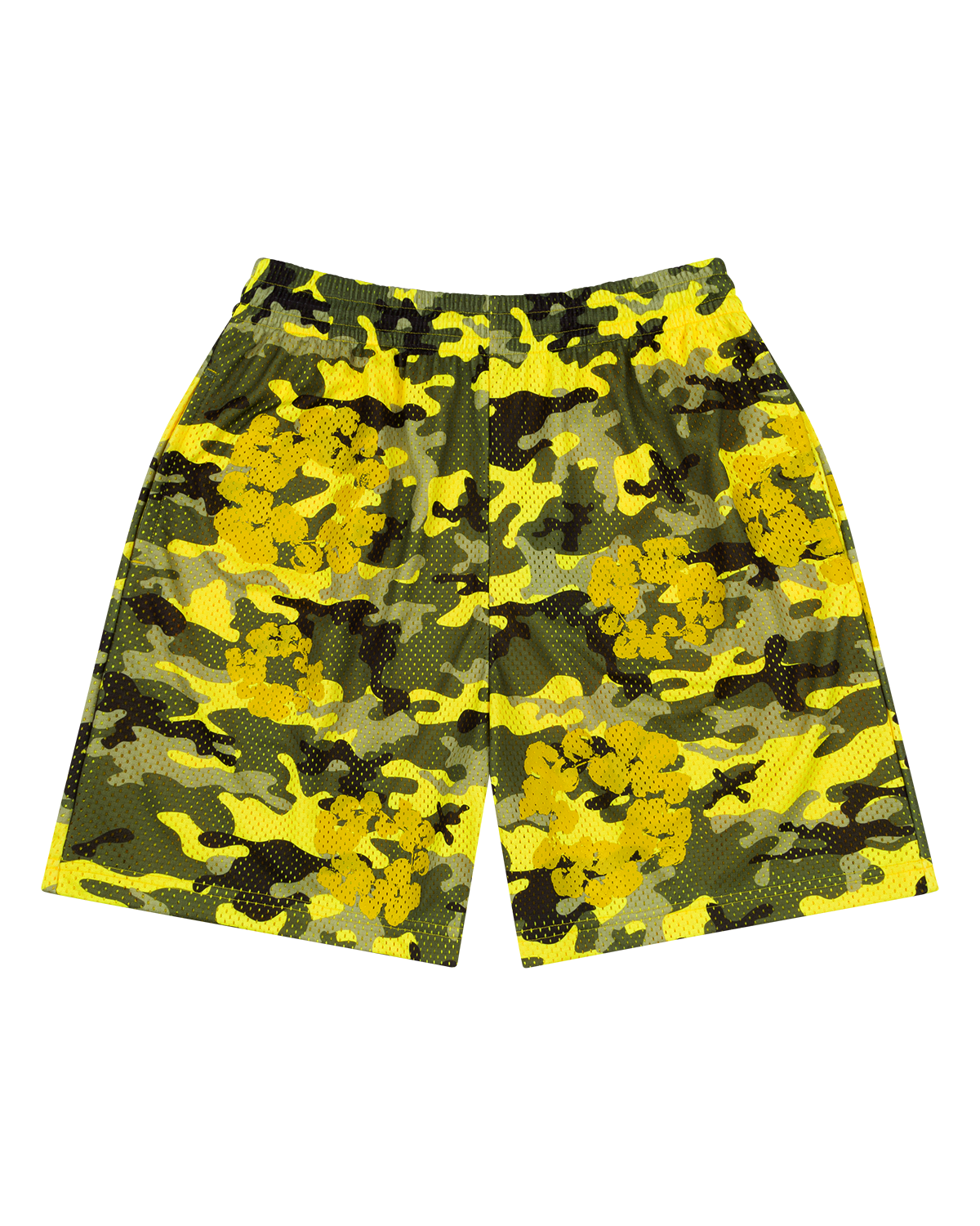 Camo Cotton Wreath Mesh Shorts Yellow