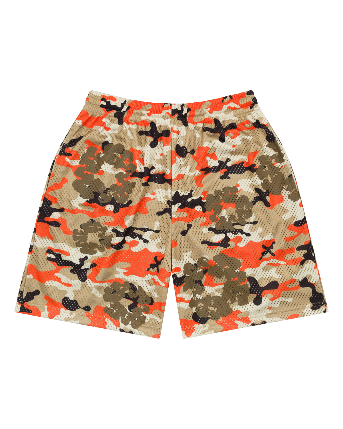 Camo Cotton Wreath Mesh Shorts Brown